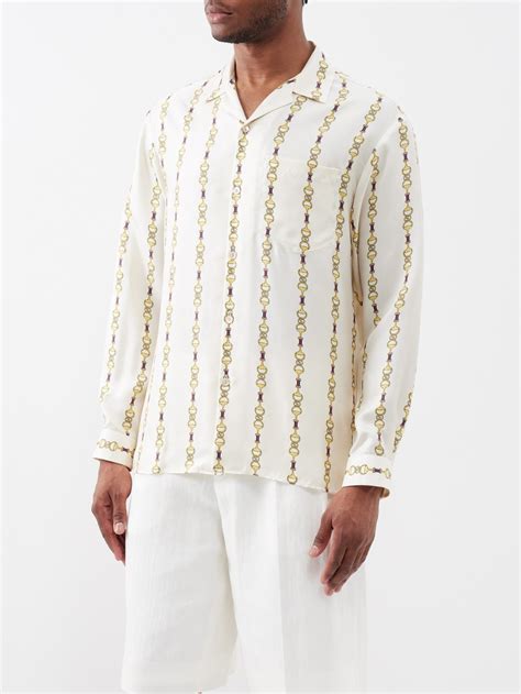 horsebit print silk-twill shirt. gucci matchesfashion.com. ...|GUCCI Camp.